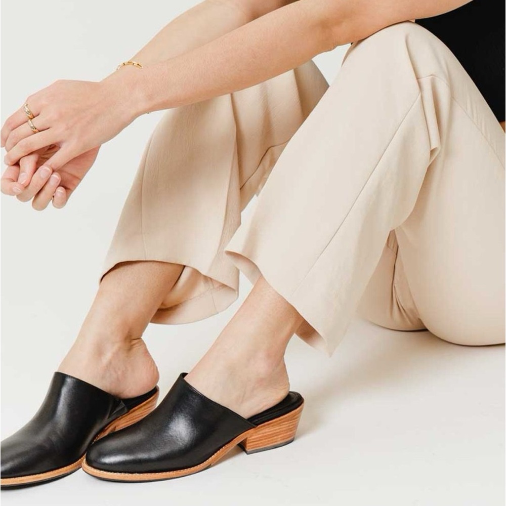 Patina Portland Leather Goods Almost Perfect Closed Toe Mules Shoes Black 9.5 - Picture 2 of 16